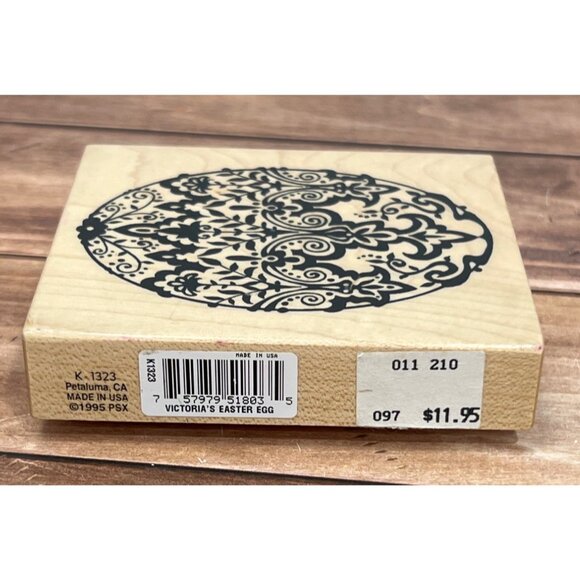 1995 PSX K-1323 VICTORIA'S EASTER EGG WOOD MOUNTED RUBBER STAMP FLOURISH - Picture 4 of 4